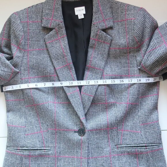 J. Crew Gray Pink Glen Plaid Single-breasted Wool Blazer Windowpane Structured - Picture 10 of 16